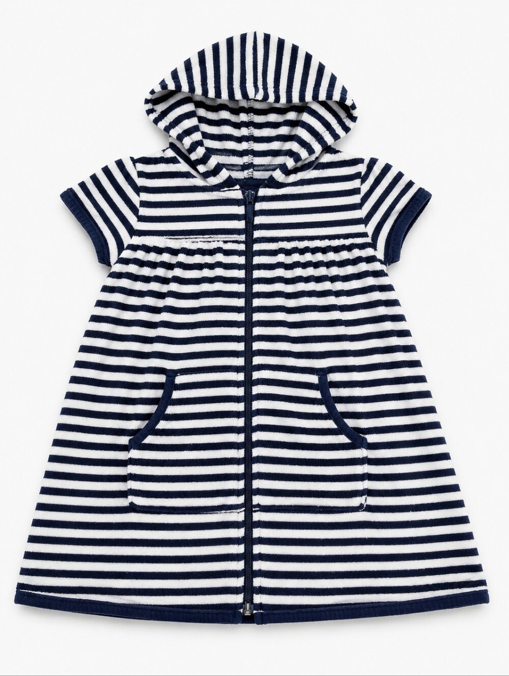 Old Navy Navy and White Striped Hooded Zip-Up Cover-up